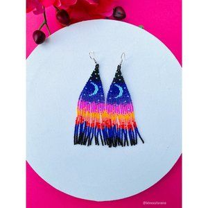 Huichol Earrings Huichol Art Mexican Earrings Hand Beaded Earrings, Flower Earri